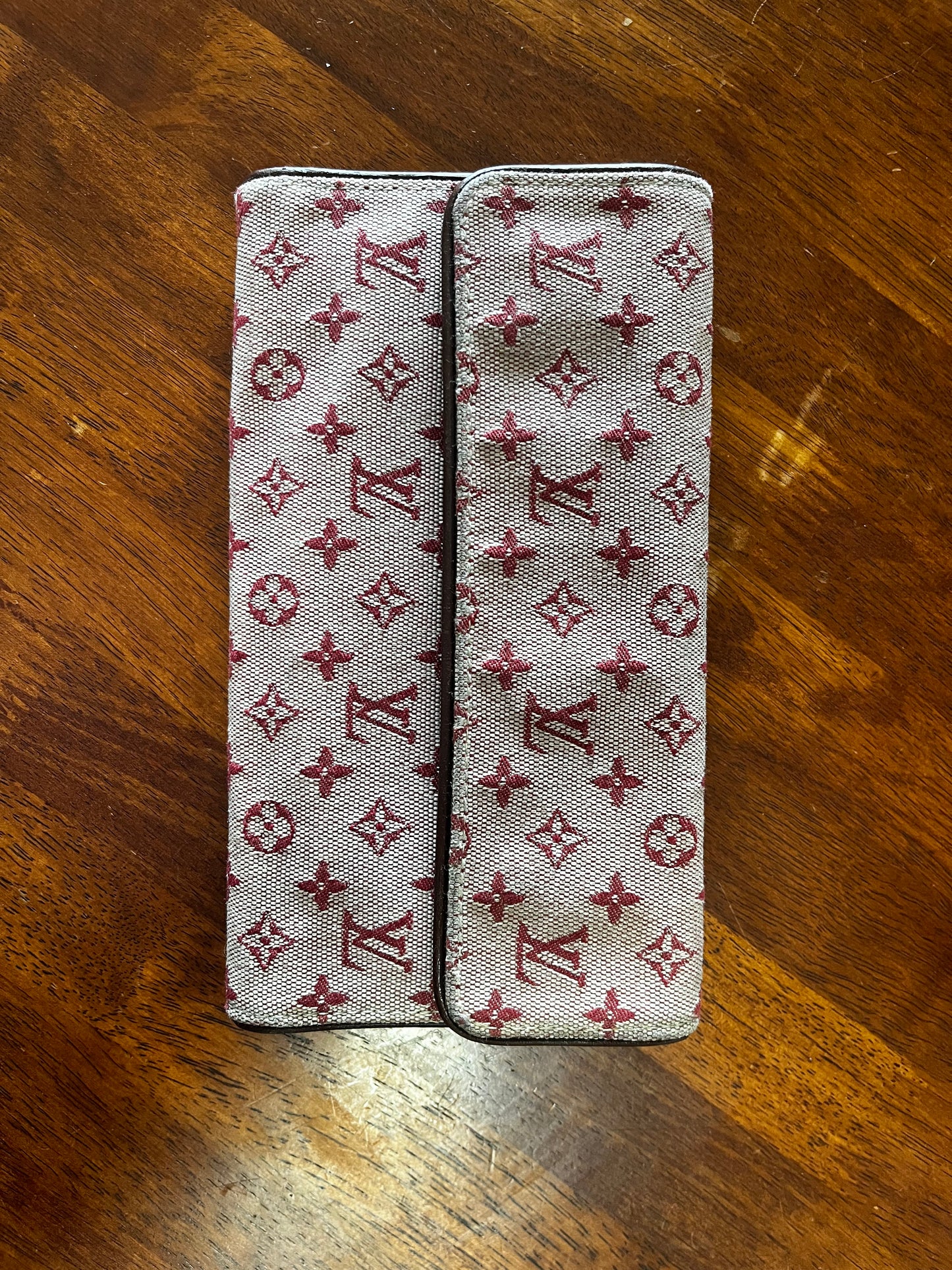 Authentic Louis Vuitton Sarah Portefueille Monogram Canvas Long Wallet Maroon