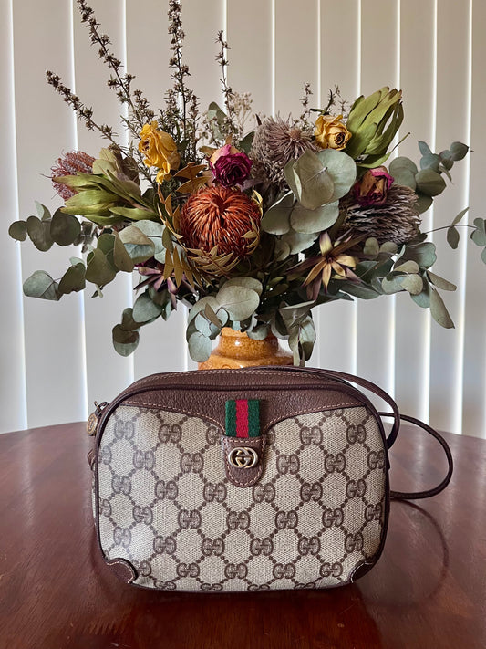 Gucci Ophidia GG Web Sherry Line Crossbody/Small/ Vintage