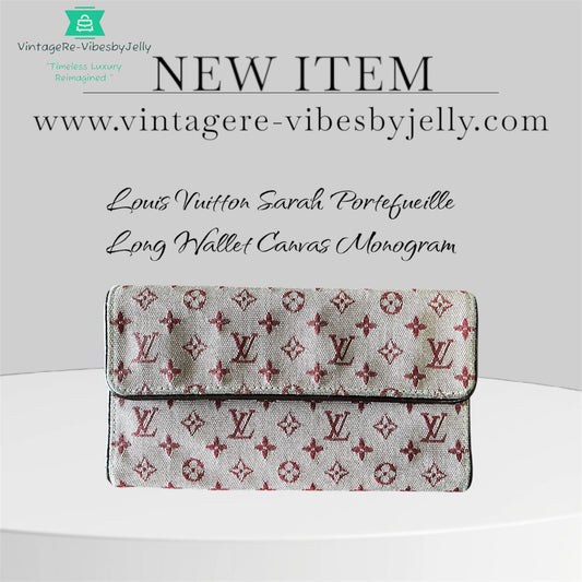 Authentic Louis Vuitton Sarah Portefueille Monogram Canvas Long Wallet Maroon