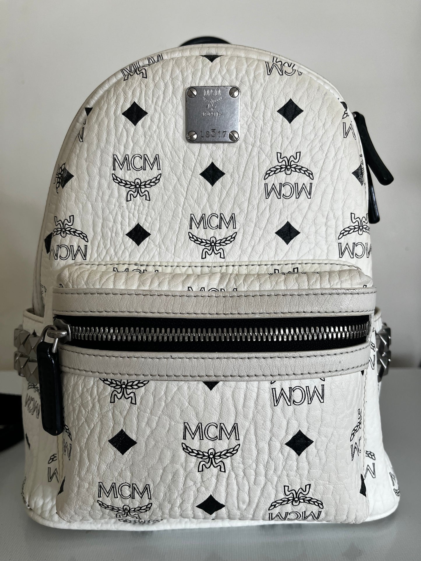 MCM STARK SIDE STUDS BACKPACK IN VISETOS/USED CONDITION