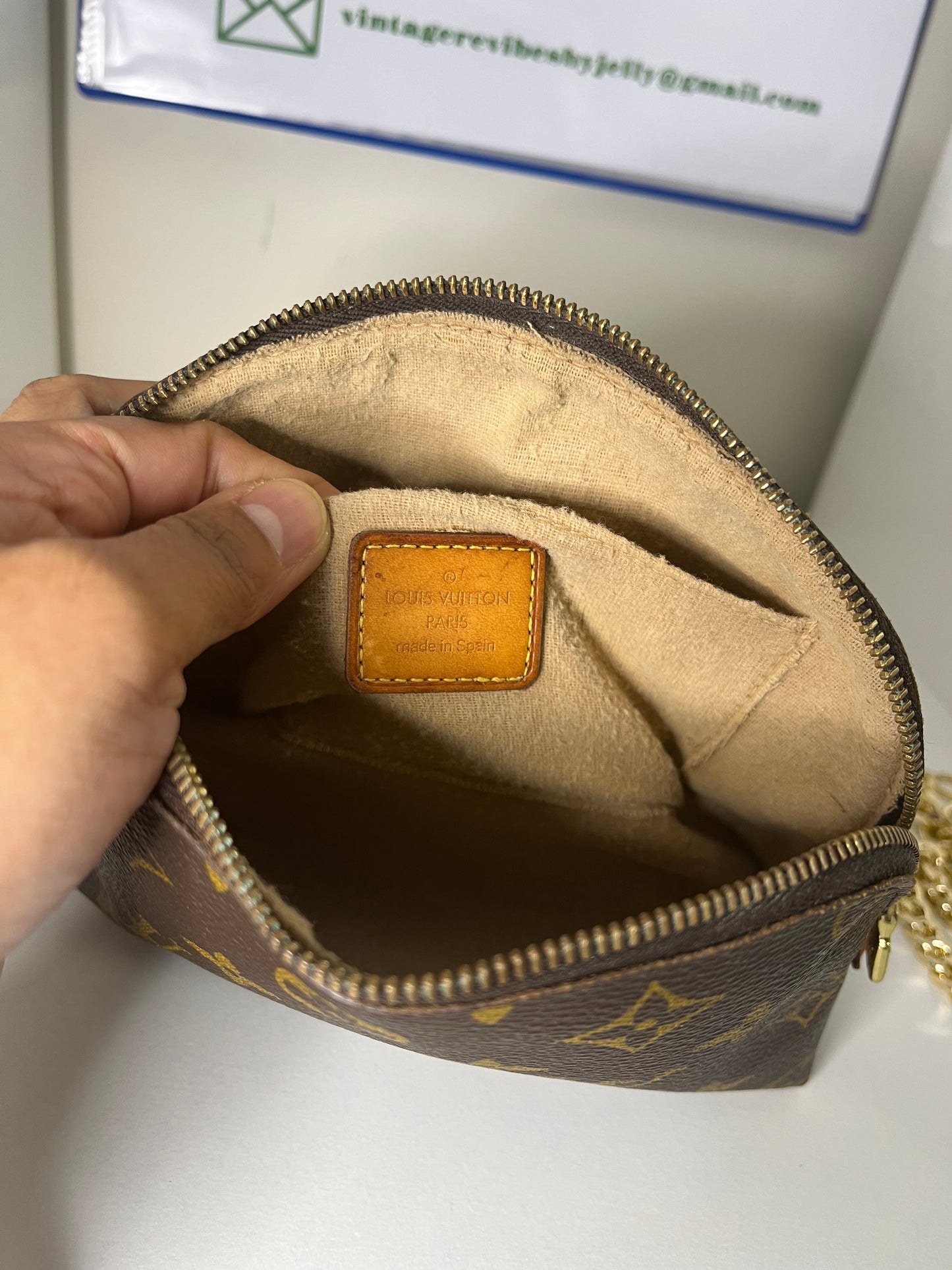 Authentic Louis Vuitton Cosmetics Pouch Brown Monogram/Vintage/Customised